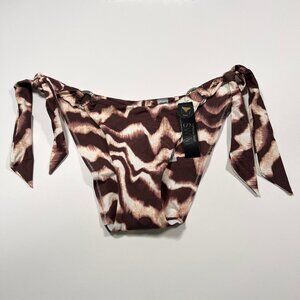 Victoria Secret Large L Side Sash Tie Cheeky Bikini Bottom Logo Rings Wavy Zebra